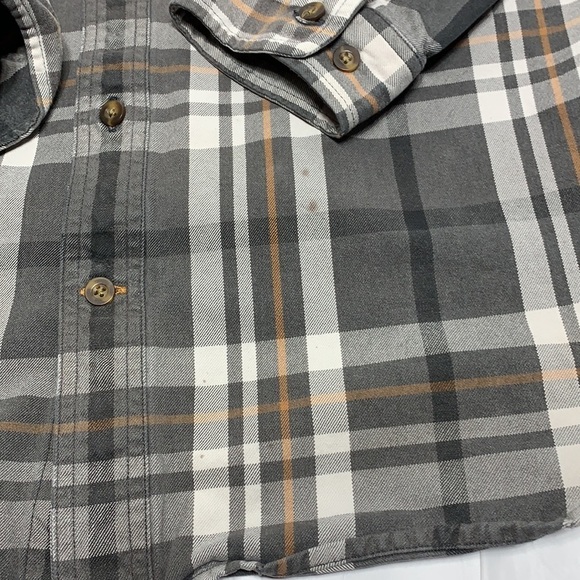 Men’s Carhartt Gray White Gold Plaid Heavy Cotton Button Down Shirt Size XL Tall - Picture 5 of 6